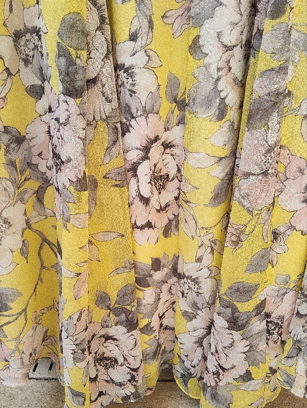 Tommy Hilfiger Yellow Floral Maxi Dress with Pink and Gray Blooms Size 16 - Picture 7 of 11